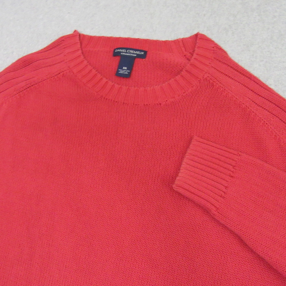 Daniel Cremieux Mens Pullover Sweater 2XL Red 100% Cotton Ribbed Knit